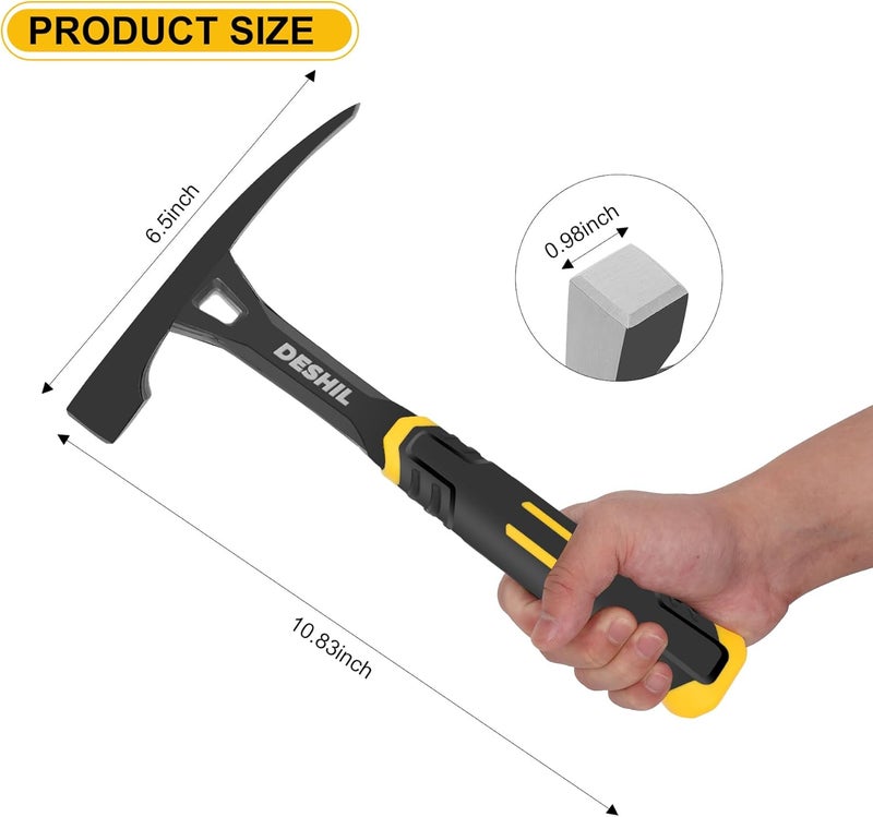 DESHIL Bricklayer's Hammer Mason's Hammer - 20 oz Masonry Tool with Forged Steel Construction & Shock-Absorbing Grip - Image 2